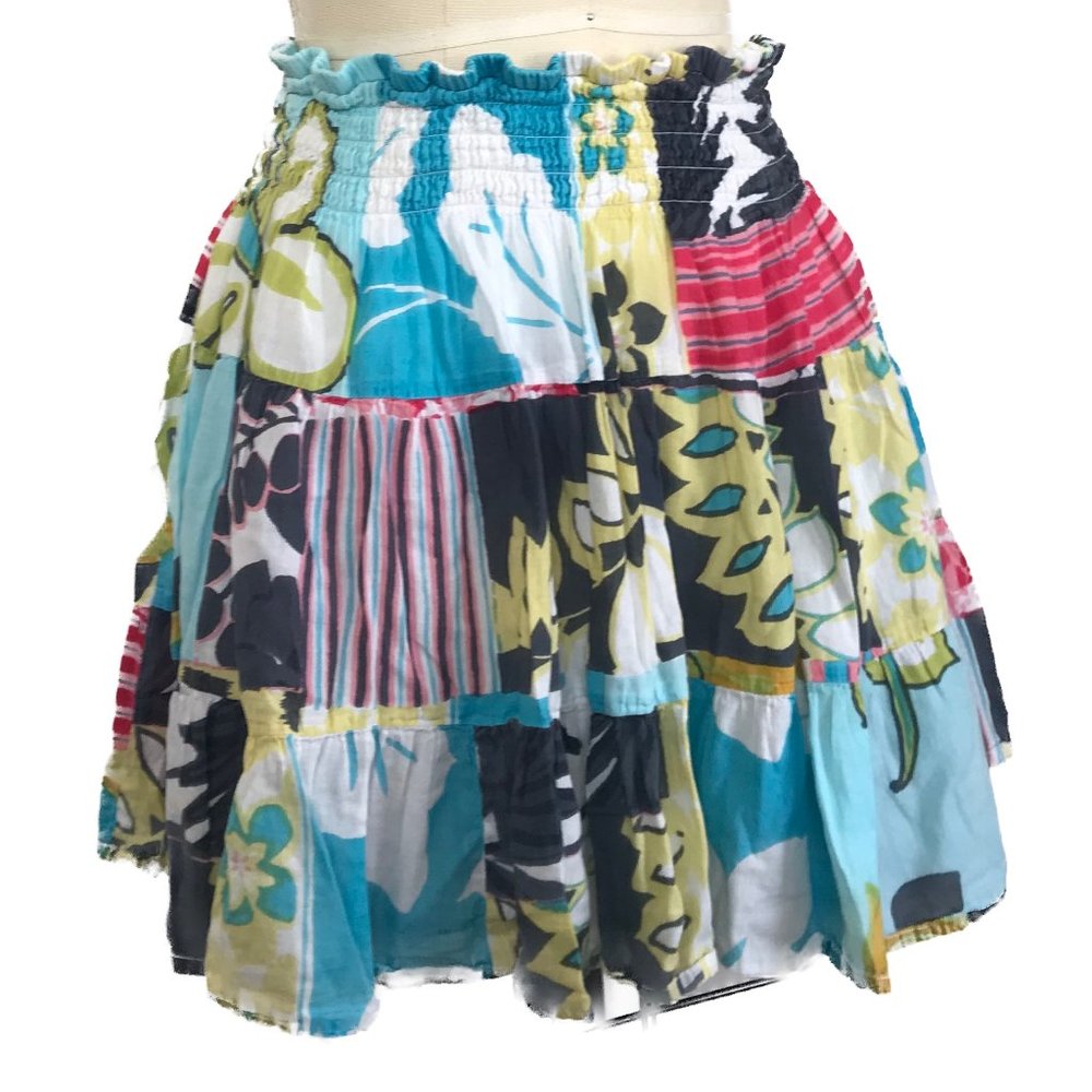 Ruffle Mini Floral Cotton Skirt, Sz M